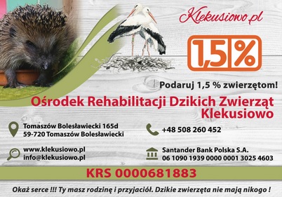 Pomoc dla Ośrodka Rehabilitacji Dzikich Zwierząt w Tomaszowie Bolesławieckim